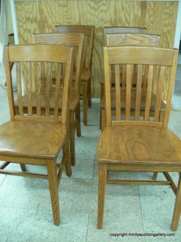 Appraisal: Vintage Solid Oak Library Chairs x SIX would make great