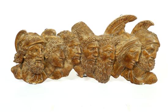 Appraisal: PLAQUE OF CLASSICAL FACES Cast plaster Row of classical deities