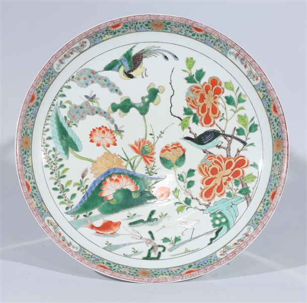 Appraisal: Large Chinese famille verte porcelain charger with birds and flowers