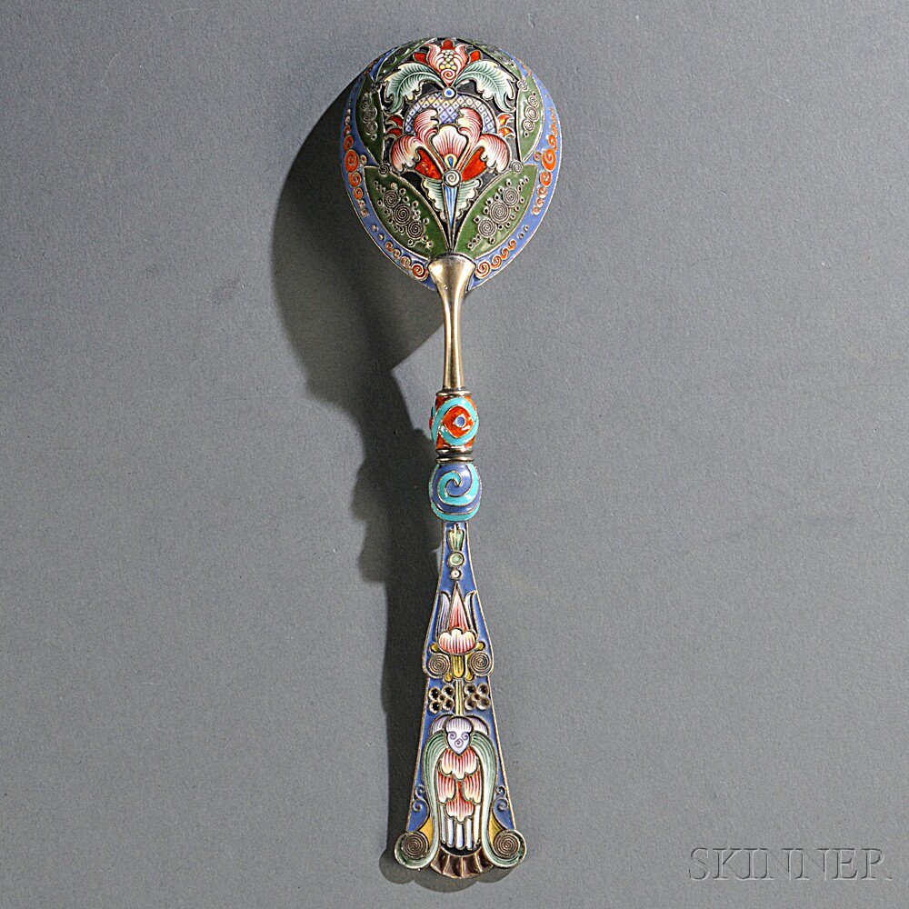 Appraisal: Russian Cloisonn -enameled Silver-gilt Spoon Moscow - Feodor R ckert