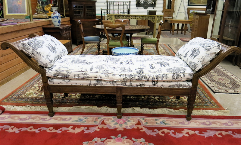 Appraisal: GEORGE III STYLE MAHOGANY DAYBED a long bench design with