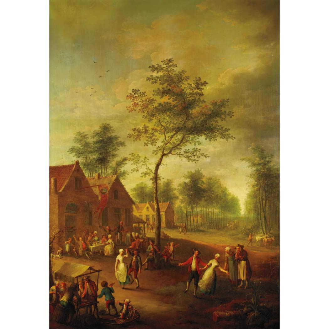 Appraisal: Dutch School th Century Village Festival Oil on canvas x