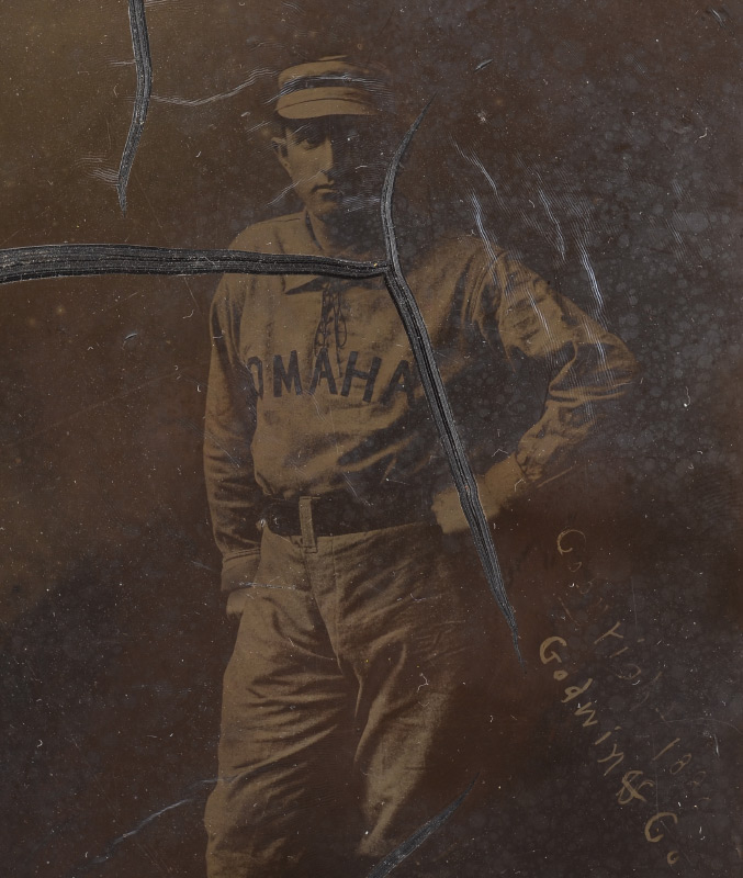 Appraisal: JOCKO FLYNN BASEBALL TINTYPE PHOTO Approx plate overall '' x