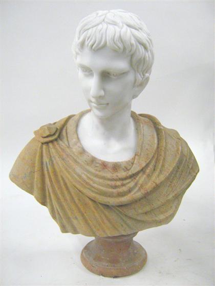 Appraisal: Variegated marble bust of a Roman gentleman H in