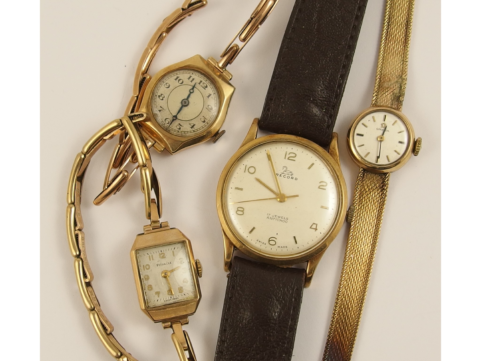 Appraisal: A gents Record ct cased watch and three ct ladies