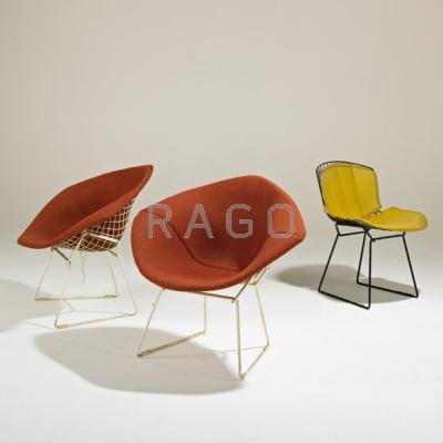 Appraisal: HARRY BERTOIA KNOLL INTERNATIONAL Pair of Diamond chairs together with