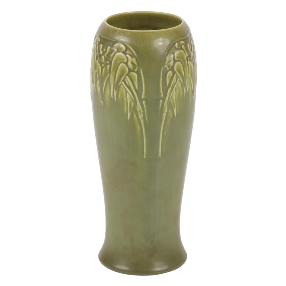 Appraisal: ROOKWOOD STYLIZED BAMBOO MATTE GREEN GLAZE ART POTTERY PRODUCTION VASE