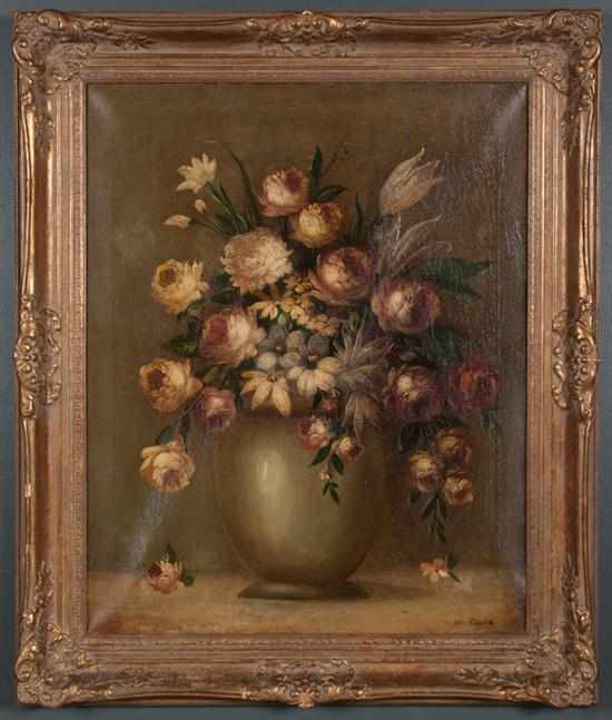 Appraisal: John Ruscica American th century Still Life with Flowers and