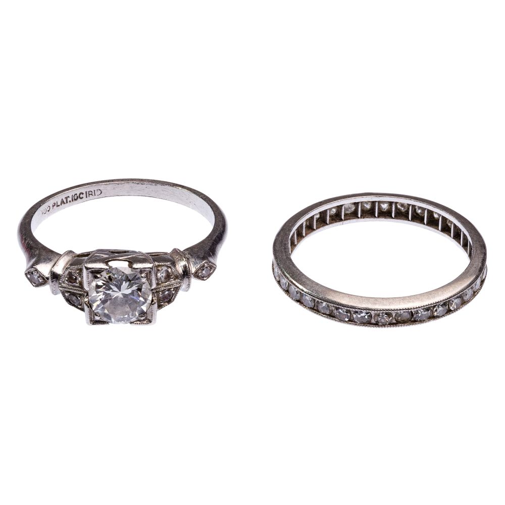 Appraisal: PLATINUM AND DIAMOND RINGS rings including an engagement ring having