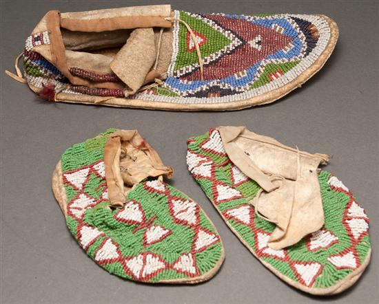 Appraisal: Pair of Plains Indian child-size beaded moccasins early th Century