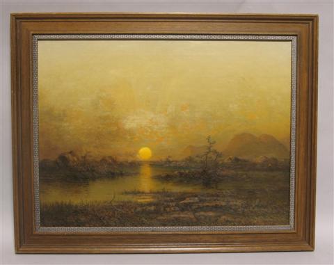 Appraisal: JOHN OLSON HAMMERSTAD AMERICAN - LANDSCAPE AT SUNSET Oil on