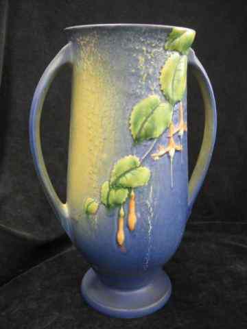 Appraisal: Roseville ''Fuschia'' Art Pottery Vase blue handled - '' excellent