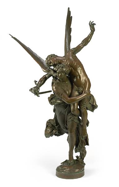 Appraisal: A French patinated bronze figural group Gloria Victis cast after