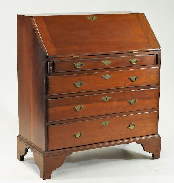 Appraisal: New England Chippendale Slant Front Desk New England Dated Dovetailed