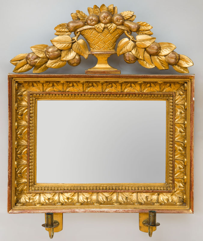 Appraisal: PAIR OF SWEDISH NEOCLASSICAL GILTWOOD GIRANDOLE MIRRORS Each with a