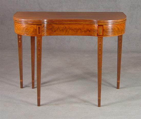 Appraisal: Inlaid American Federal Walnut Card Table Circa Shaped top and