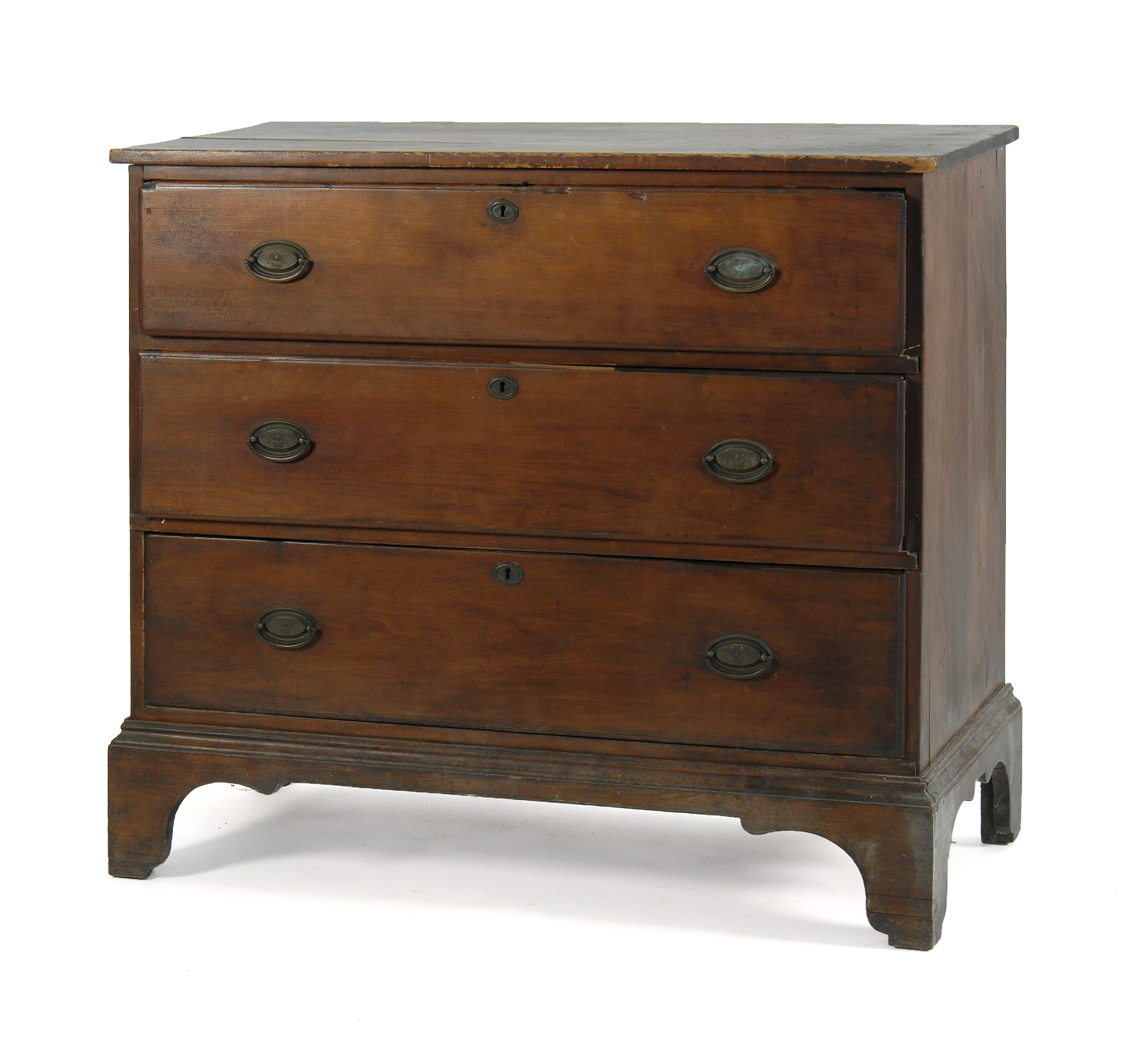 Appraisal: TH CENTURY AMERICAN THREE-DRAWER CHEST in birch and pine With