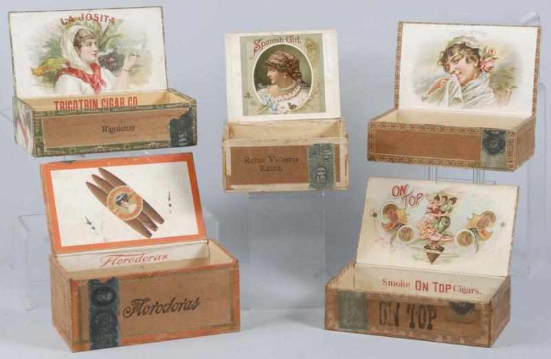 Appraisal: Lot of Cigar Boxes Description Includes Spanish Gal Wisconsin Flodora