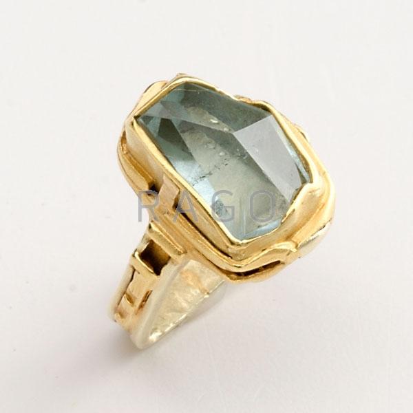 Appraisal: JUDITH KAUFMANN ARTISINAL AQUAMARINE AND GOLD RING Condition Report