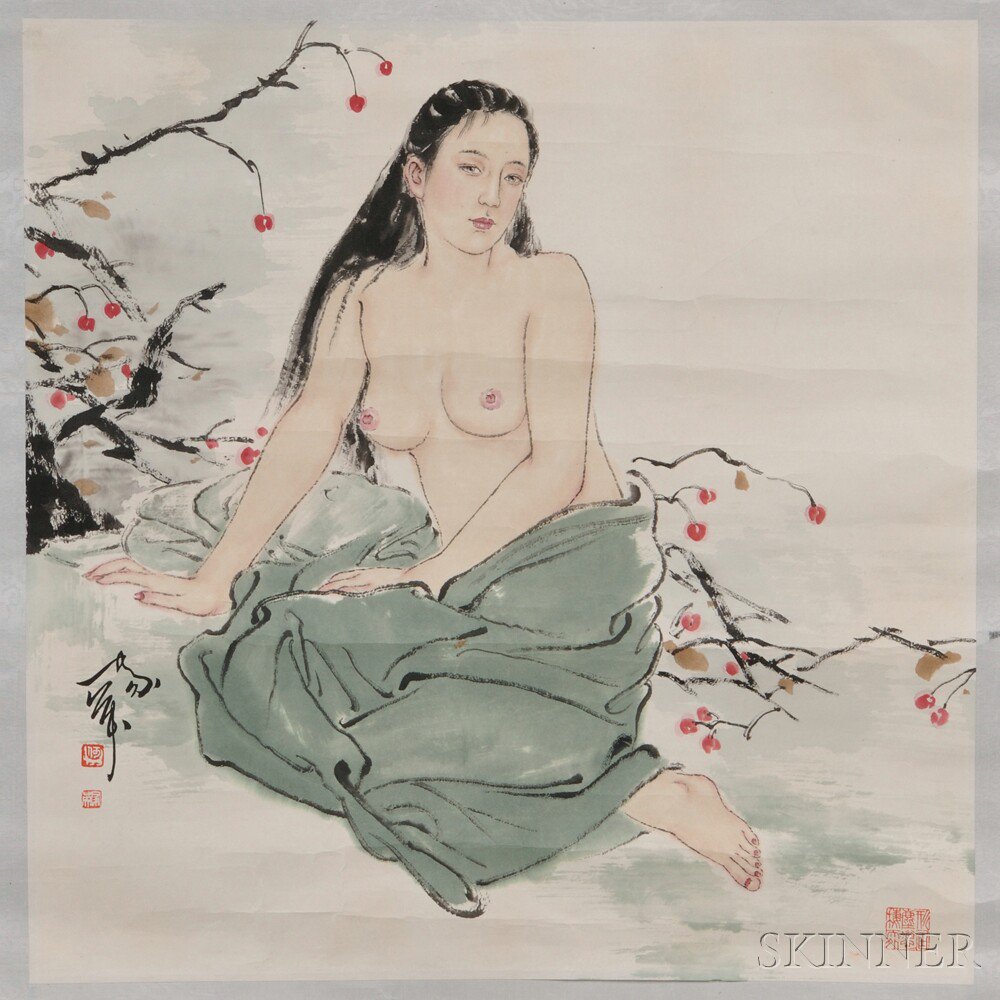 Appraisal: Painting Depicting a Woman China in the manner of He