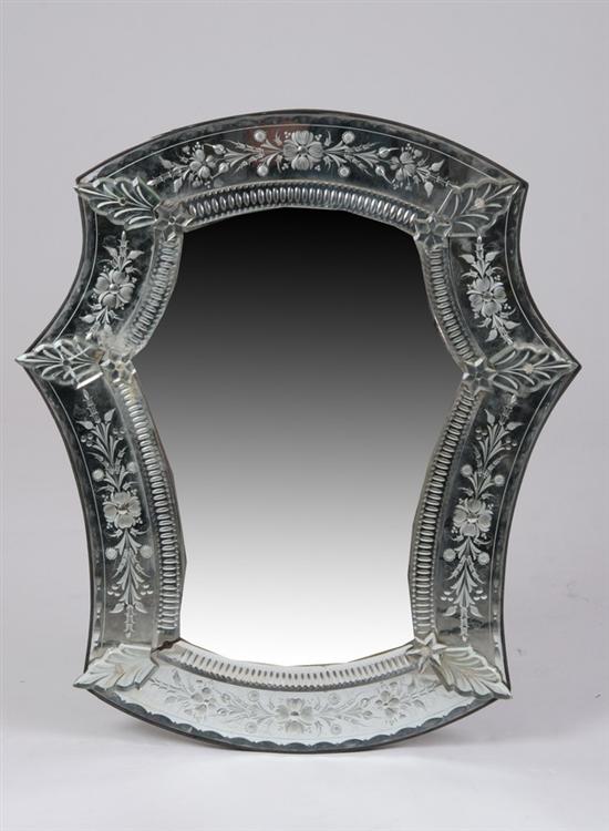 Appraisal: CONTEMPORARY VENETIAN WALL MIRROR th century Cartouche-form frame enclosing conforming