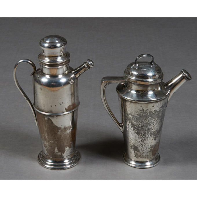 Appraisal: Two Vintage SIlverplated Cocktail Shakers th c one by Bambridge