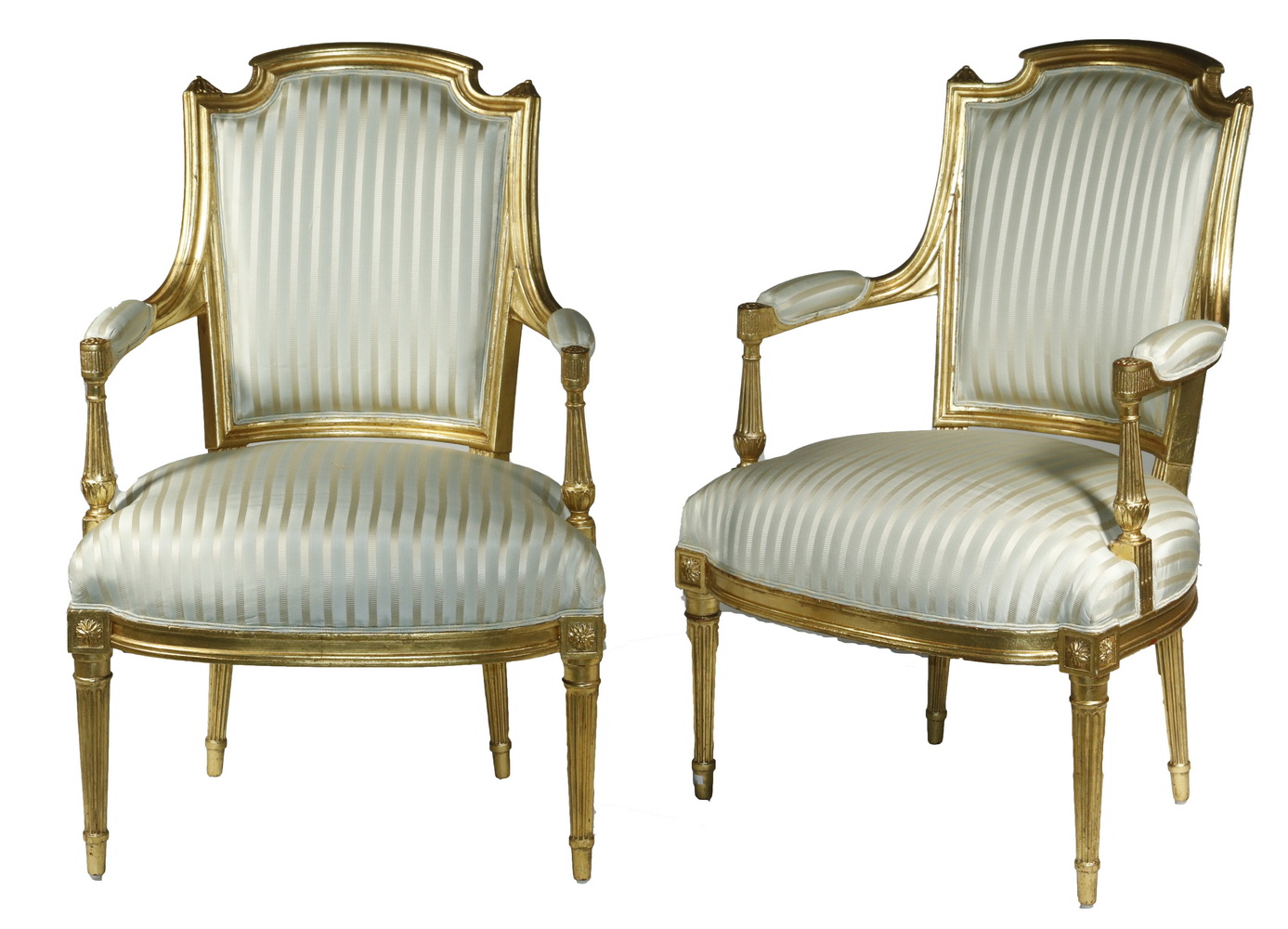 Appraisal: PR OF LOUIS XV STYLE ARMCHAIRS French High Backed Gilt