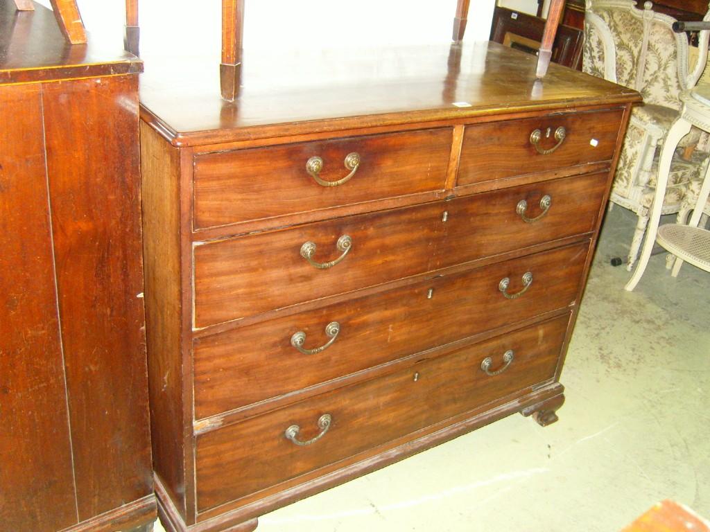 Appraisal: A Georgian mahogany chest of long and short graduated drawers