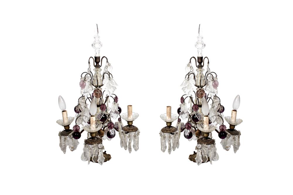 Appraisal: PAIR OF VENETIAN ROCOCO STYLE FOUR LIGHT GLASS AND GILT