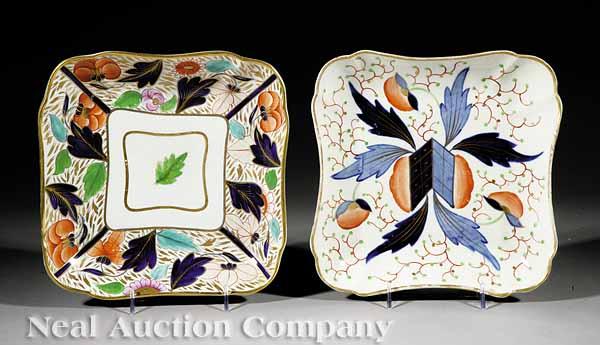 Appraisal: A Late Georgian Porcelain Square Cake Plate c - stylized