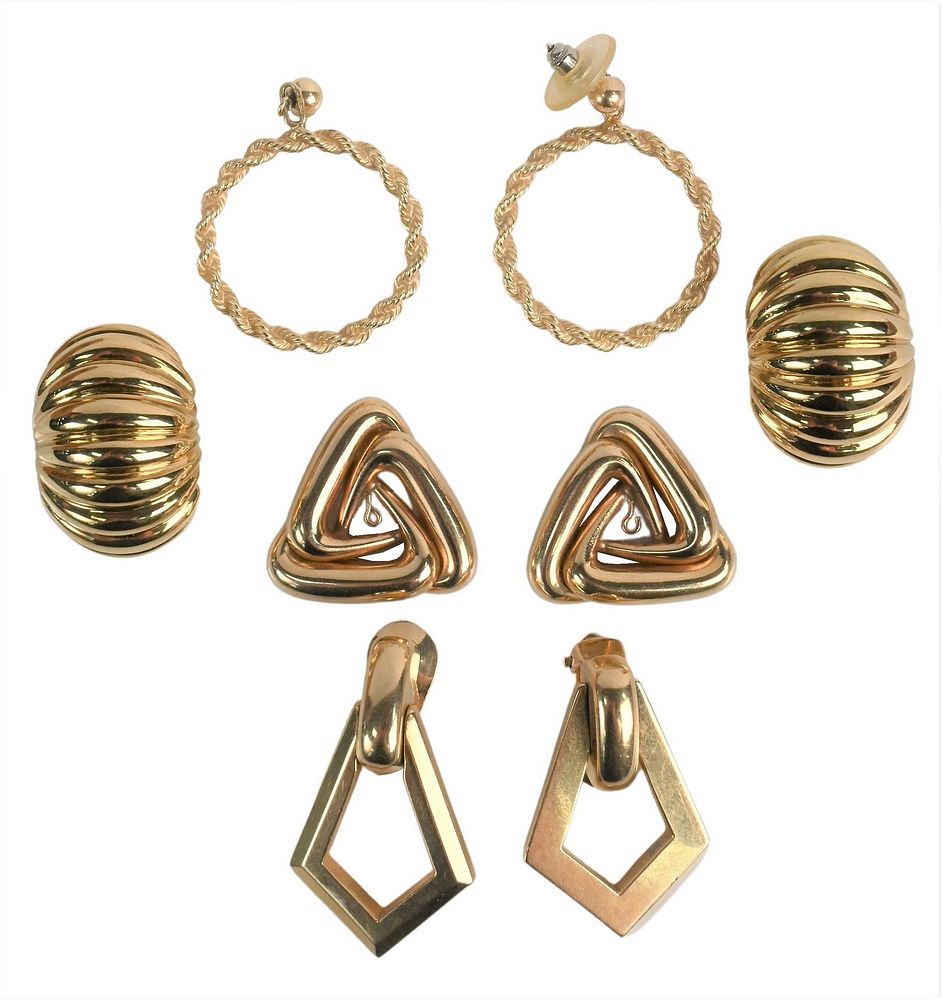 Appraisal: Eight Piece Karat Gold Lot to include four pairs of