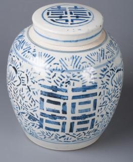 Appraisal: Chinese Ginger Jar Blue and white glaze measures approximately -