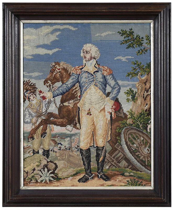 Appraisal: Framed George Washington Needlework American mid to late th century