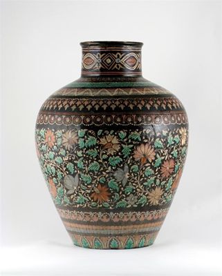 Appraisal: A large Middle Eastern pottery vase painted in shades of