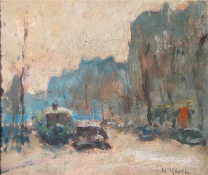 Appraisal: CLAUDE MARIN french b WINTER STREET SCENE Signed bottom right