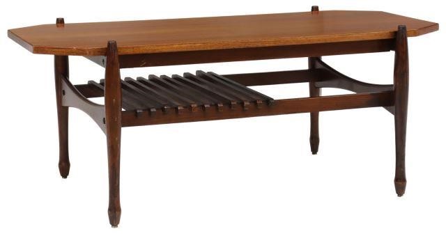 Appraisal: Italian mid-century modern teak coffee table c s having elongated