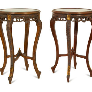 Appraisal: A Pair of Louis XV XVI Transitional Carved Walnut Gueridons