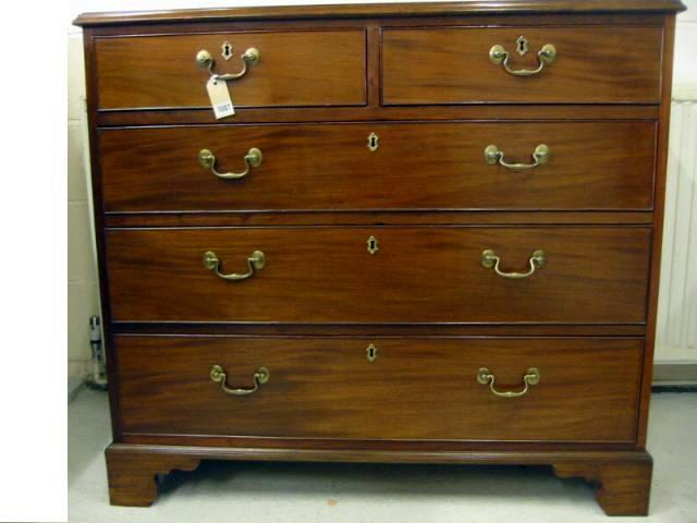 Appraisal: A GEORGE III MAHOGANY CHEST c the moulded edged top