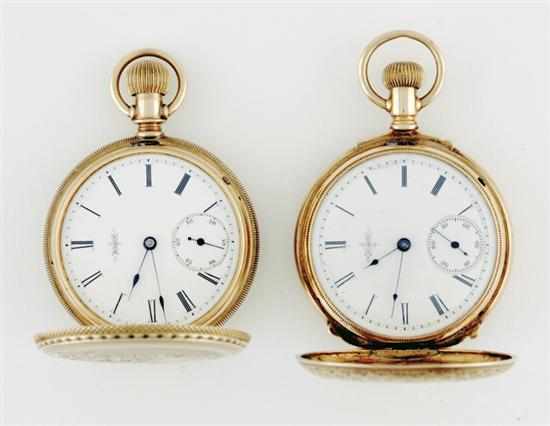 Appraisal: Elgin gold hunting case pocket watches circa K yellow gold