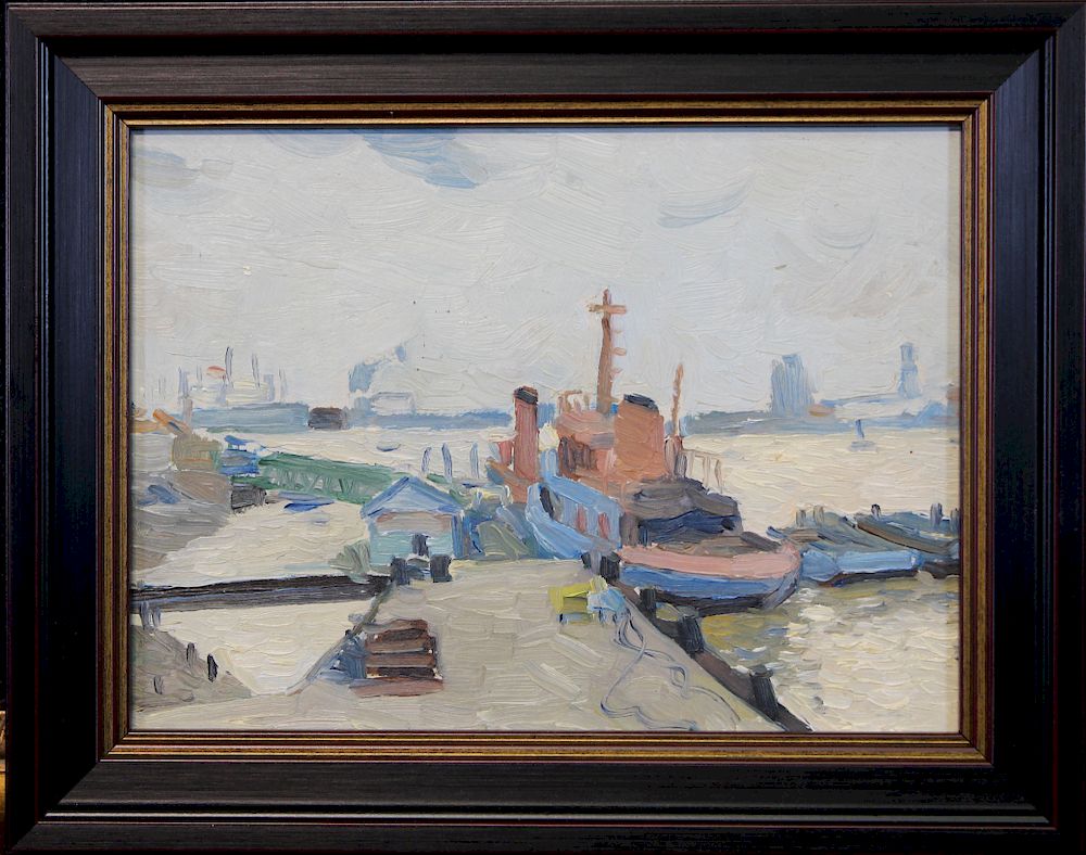 Appraisal: American School Impressionist Harbor Scene American School Impressionist Harbor Scene