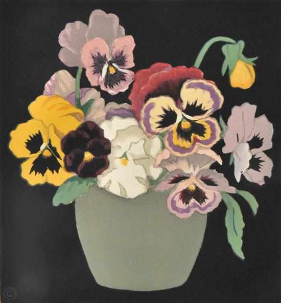 Appraisal: Hall Thorpe - Pansies woodcut x cm