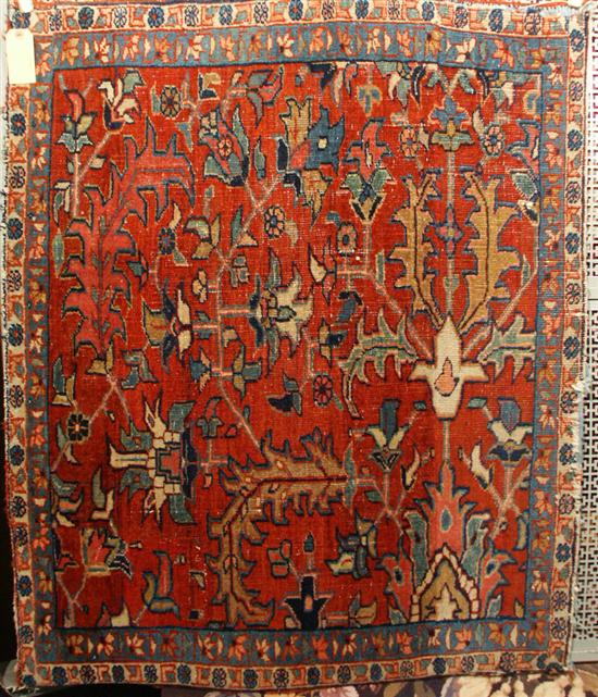 Appraisal: HERIZ RUG FRAGMENT Persia circa feet inches x feet