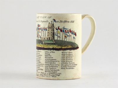 Appraisal: A Liverpool creamware cylindrical mug transfer printed with 'An East