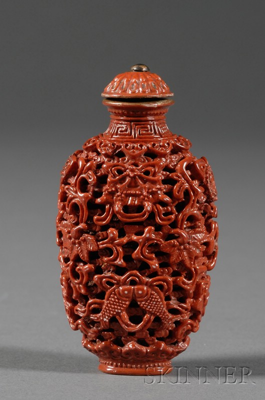 Appraisal: Porcelain Snuff Bottle th century decoration of the Eight Precious