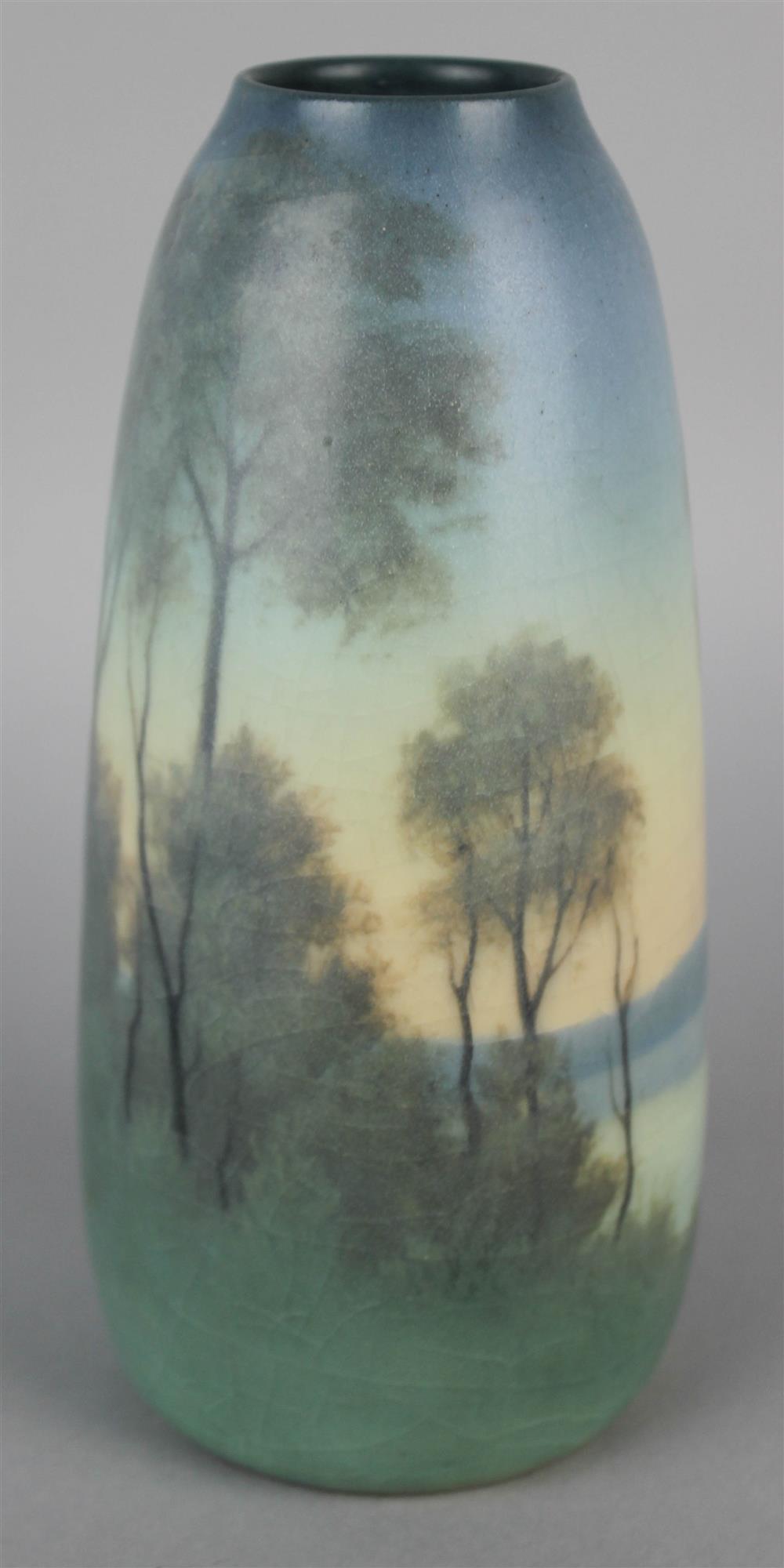 Appraisal: ROOKWOOD VELLUM GLAZE LANDSCAPE VASE impressed date code for and