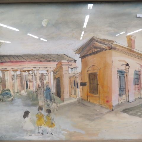 Appraisal: Kohn Watercolor and Gouache family on a terrace image area