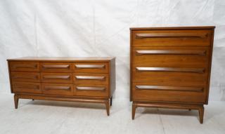 Appraisal: pc American Modern Walnut Dresser Credenza Mode pc American Modern