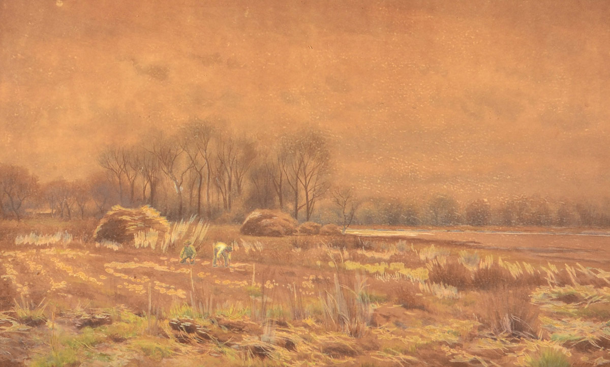 Appraisal: FITLER William Crothers American - Landscape with Hay Shocks Watercolor