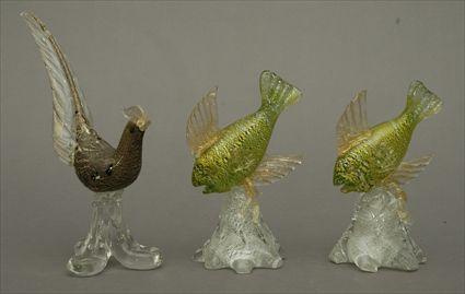 Appraisal: Pair of Venetian Glass Fish Figures Together with a Venetian