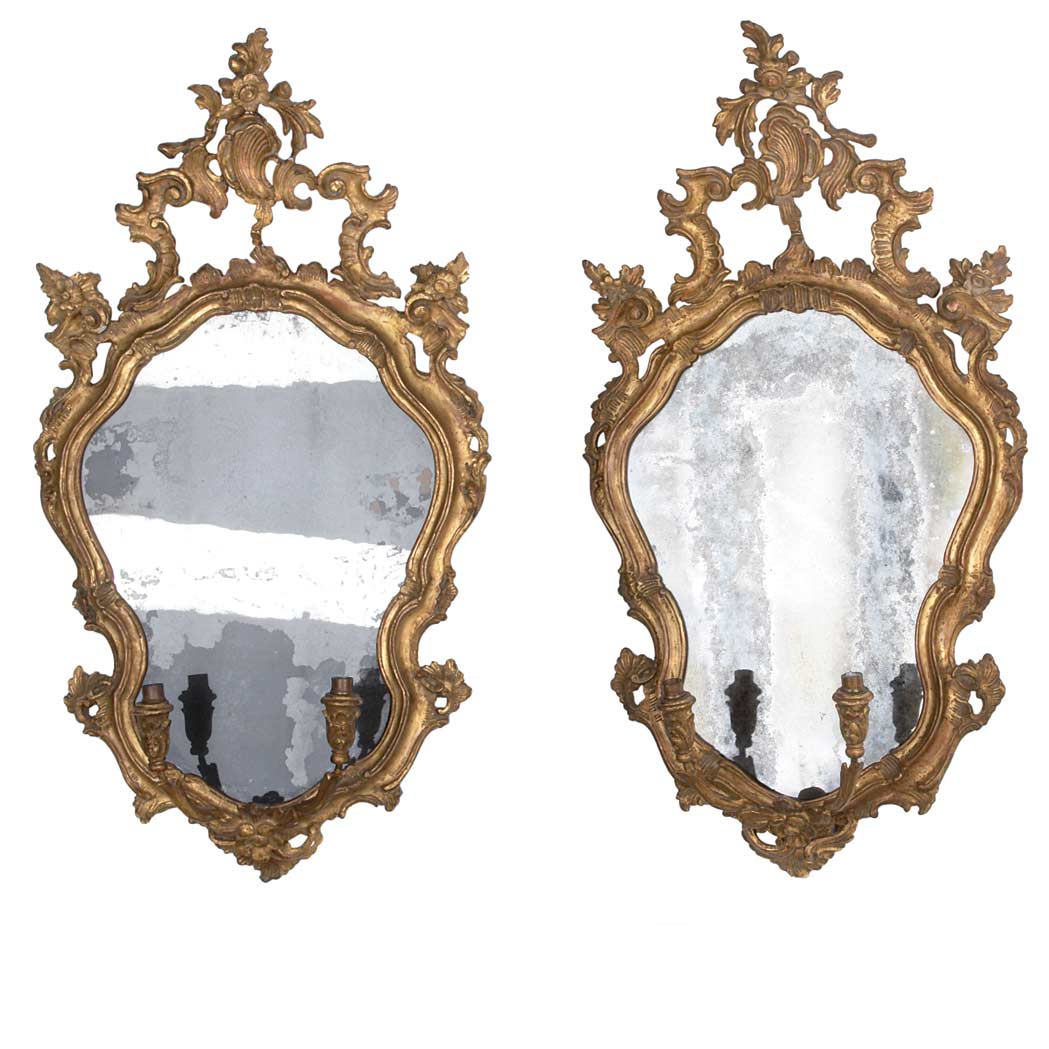 Appraisal: Set of Three Italian Rococo Gilt-Wood Two-Light Sconces th Century